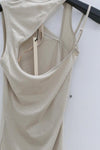 OUDE WAAG knitted asymmetric suspender vest OW-23SS-TP06 meters gray